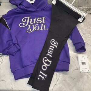 Nike Girls Size 6 Purple Hoodie Legging Outfit Set NEW